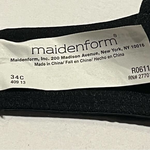 Maidenform Bra Black with white lace trim 34C - Picture 6 of 6